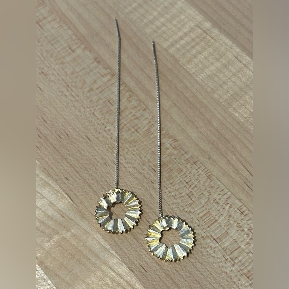 Pencil Shaving Two Tone Pull Through Earrings - image 1